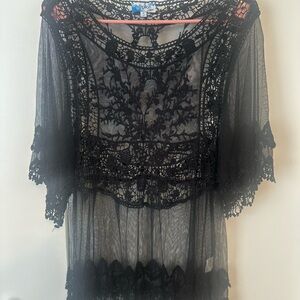 Black Lace Sheer Top